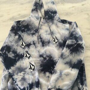 Volcom Men's Tie Dye Hoodie Black/White Size Small Pre-Owned